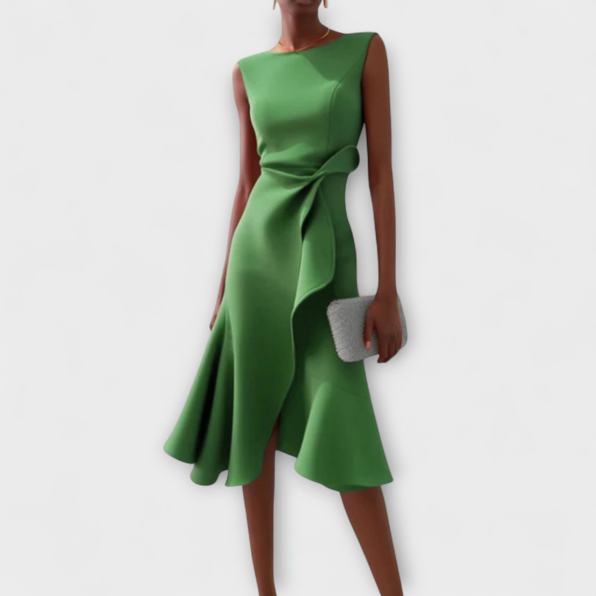 Éilis – Asymmetrisk draperad midiklänning
