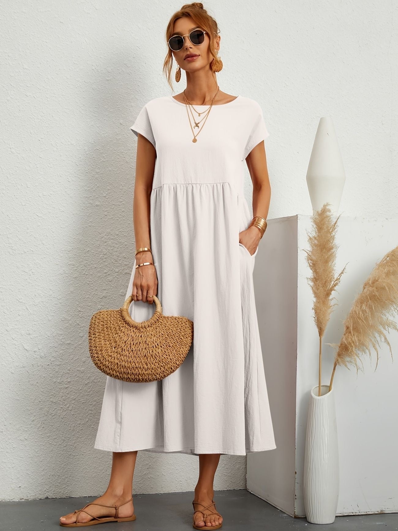 Alina™ | Naturligt elegant linneklänning för sommardagar 