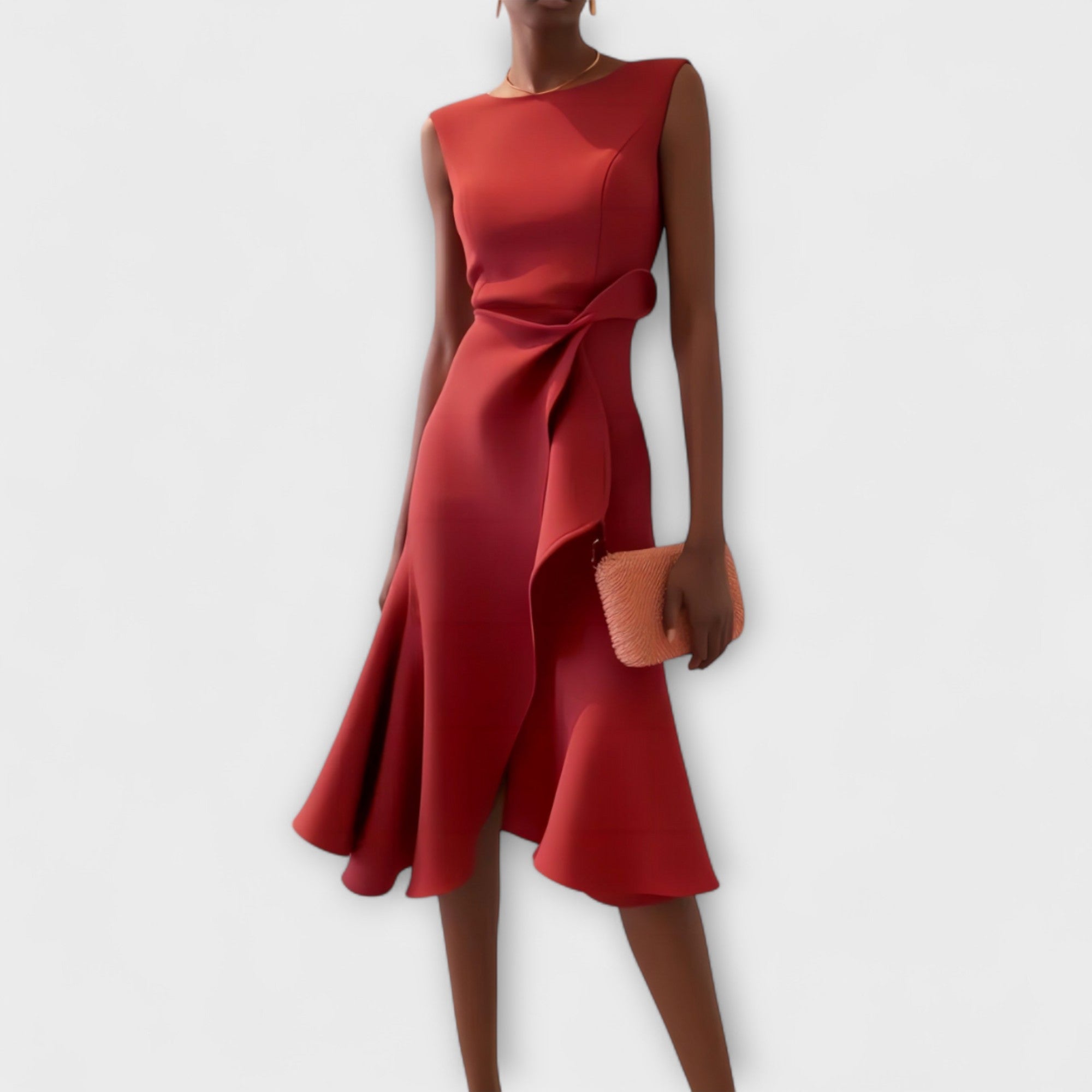 Éilis – Asymmetrisk draperad midiklänning